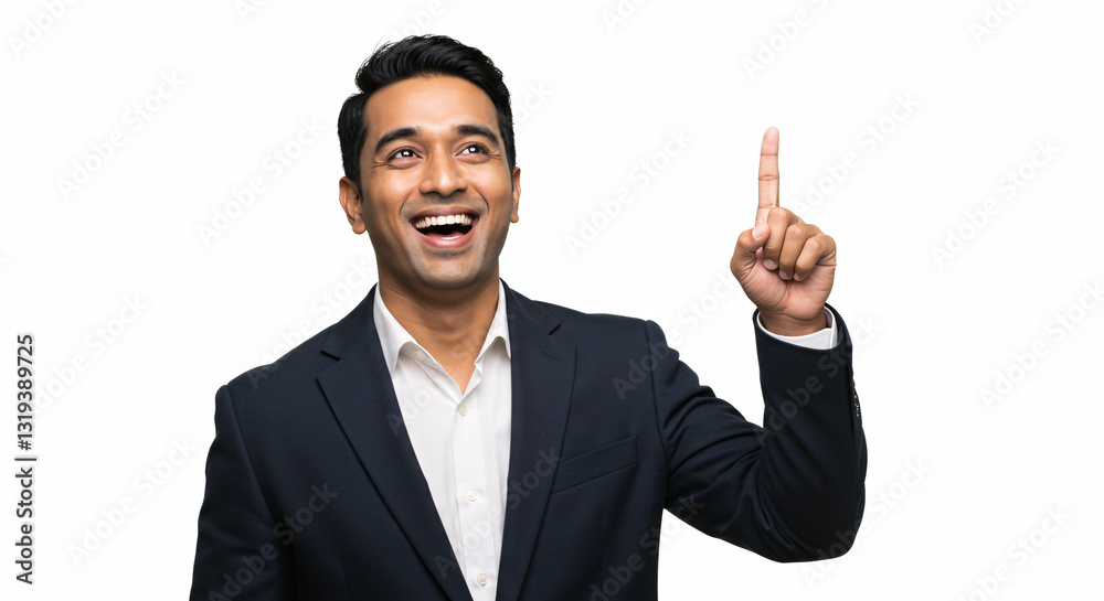 Happy Businessman in Dark Suit Has an Idea Happy Businessman in Dark Suit Has an Idea