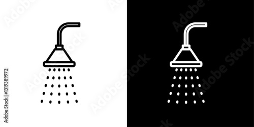 Shower icon set in black and white colors