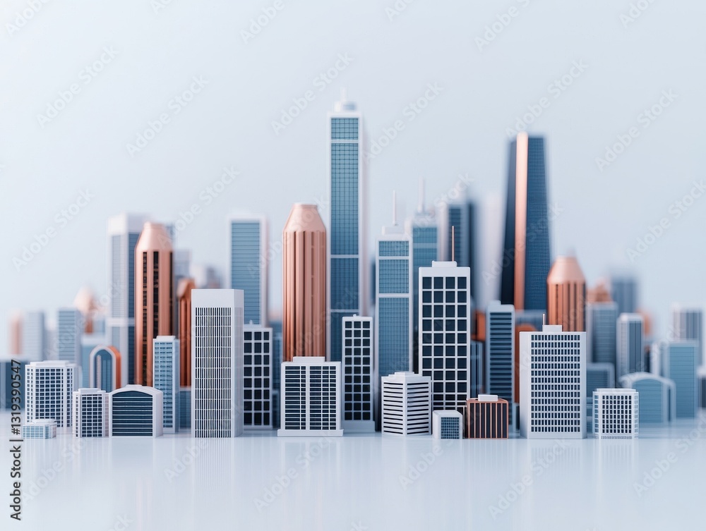 Futuristic City Skyline with Interconnected Buildings and Structures Futuristic City Skyline with Interconnected Buildings and Structures
