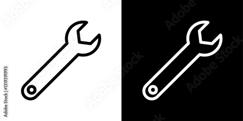 Wrench icon set in black and white colors