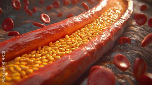 Healthy Artery with Smooth Walls and Optimal Cholesterol Levels in 3D