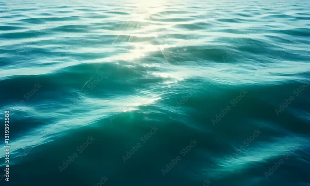 Sunlit Turquoise Ocean Water with Gentle Waves and Ripples Under a Clear Blue Sky on a Sunny Day Reflecting Light on the Surface Sunlit Turquoise Ocean Water with Gentle Waves and Ripples Under a Clear Blue Sky on a Sunny Day Reflecting Light on the Surface