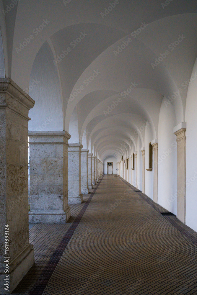 Obraz premium Corridor in the Heiligenkreuz abbey, Cistercian monastery in Austria 