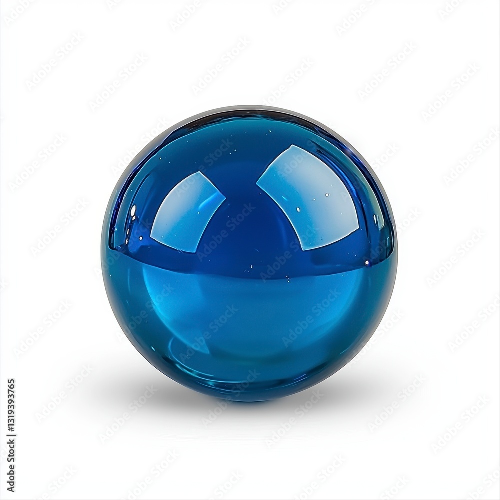 Glossy Blue Glass Sphere on White Background Glossy Blue Glass Sphere on White Background
