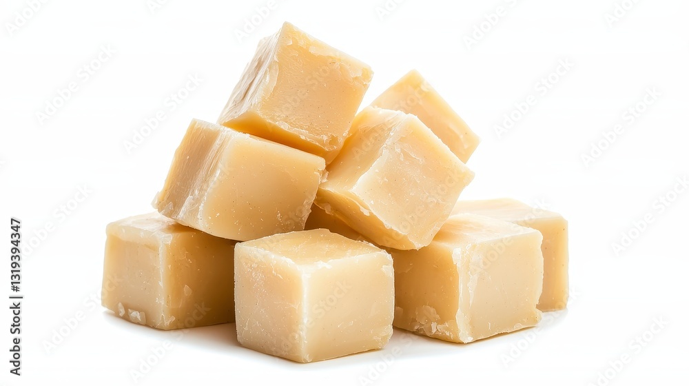 Pile of cubes of butter isolated on a white background for culinary use in cooking and baking recipes Pile of cubes of butter isolated on a white background for culinary use in cooking and baking recipes