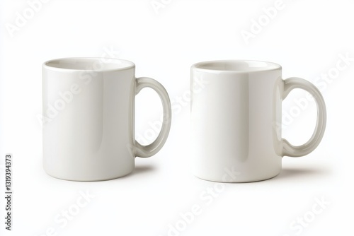Classic ceramic coffee mug design from front and back