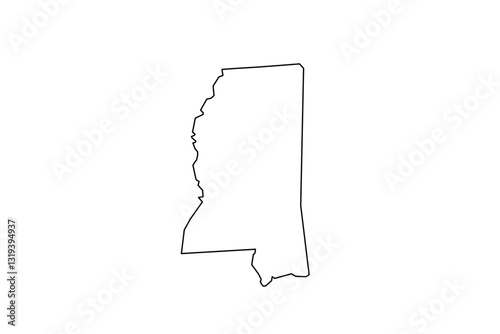 Map of Mississippi state, US