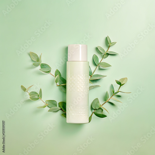 Wallpaper Mural Luxurious eco friendly skincare bottle surrounded by green leaves Torontodigital.ca