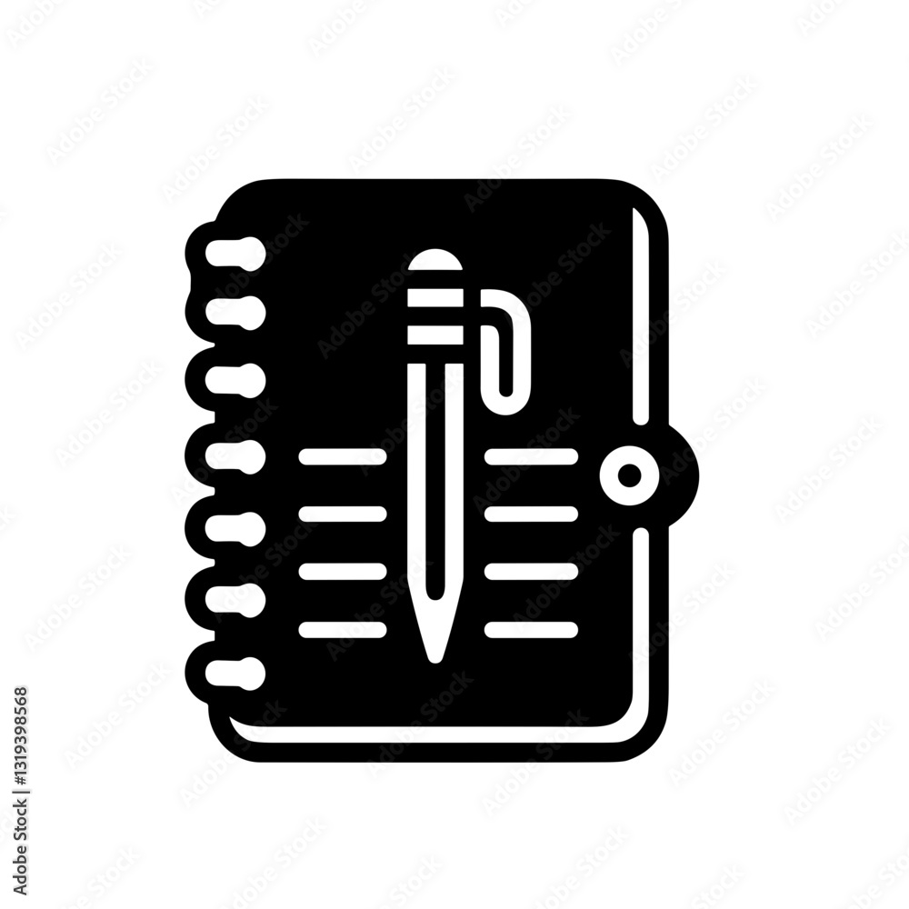 Notebook and pen illustration symbolizing note-taking and organization in education with copy space Notebook and pen illustration symbolizing note-taking and organization in education with copy space
