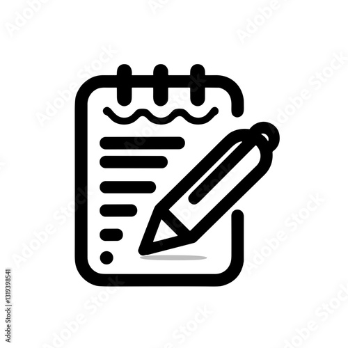 Notepad and pencil illustration symbolizing note-taking and organization in education with copy space