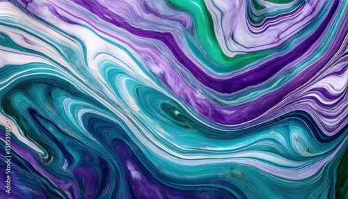 Ethereal symphony: abstract flow in purple and teal