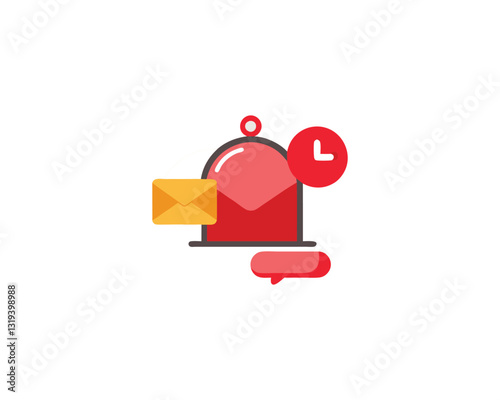 Red notification bell icon with email and clock, representing timely email delivery.