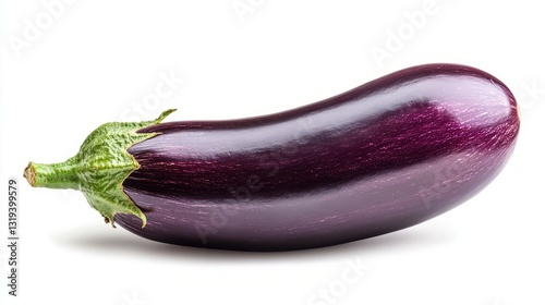 Wallpaper Mural Fresh isolated eggplant on white background with clipping path – high-quality whole aubergine with deep purple glossy skin, perfect for culinary design, organic food concepts, and healthy vegetarian i Torontodigital.ca