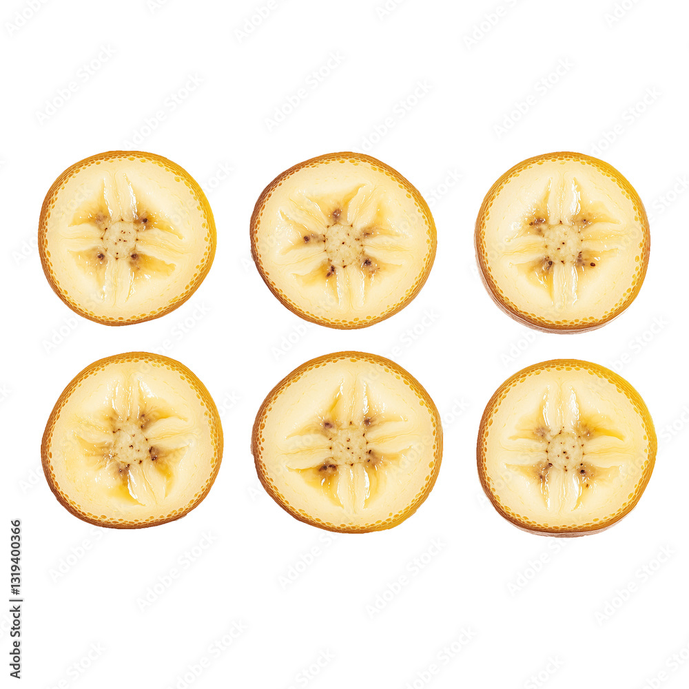 Slice Banana Isolated on Transparent Background Slice Banana Isolated on Transparent Background