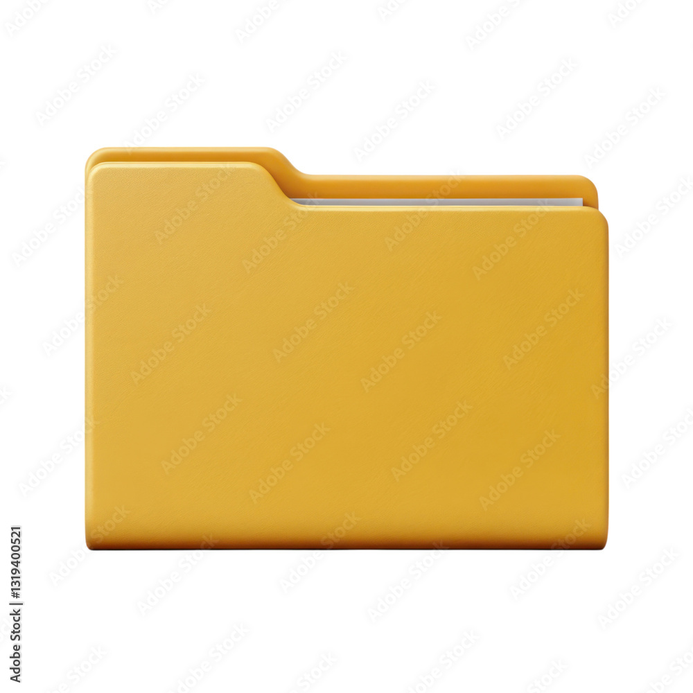 Yellow folder icon on transparency background, perfect for organization and storage Yellow folder icon on transparency background, perfect for organization and storage