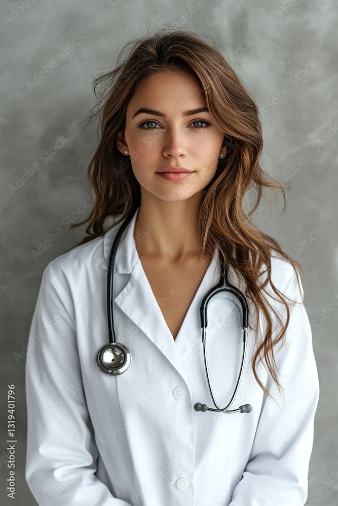 A woman in a white lab coat is smiling and holding a stethoscope A woman in a white lab coat is smiling and holding a stethoscope