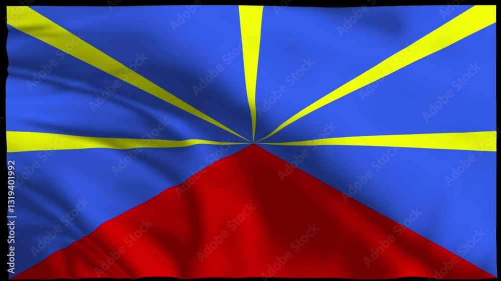 Réunion Island Wavy Flag Animation-French Territory in Africa, Indian Ocean