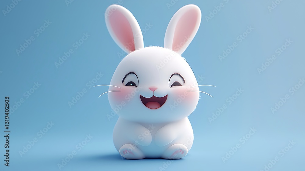 Obraz premium Adorable Cartoon White Rabbit 3D Render
