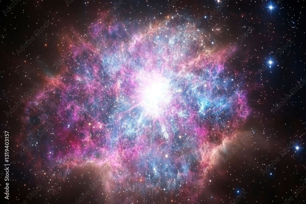 Fototapeta premium Colorful Cosmic Nebula with Stars and Gas Clouds in Space