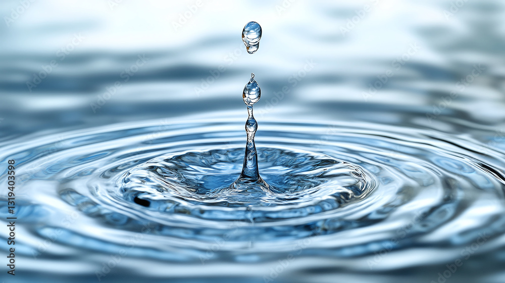 Close-up of a water droplet creating ripples. Focus on purity, motion, and reflection. Nature's beauty captured in a moment of liquid grace. Close-up of a water droplet creating ripples. Focus on purity, motion, and reflection. Nature's beauty captured in a moment of liquid grace.
