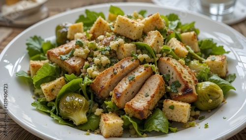 Wallpaper Mural Cesar salad with grilled chicken croutons and Brussels sprouts Torontodigital.ca