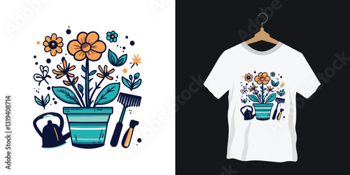 Flower Pot Gardening T-Shirt Design