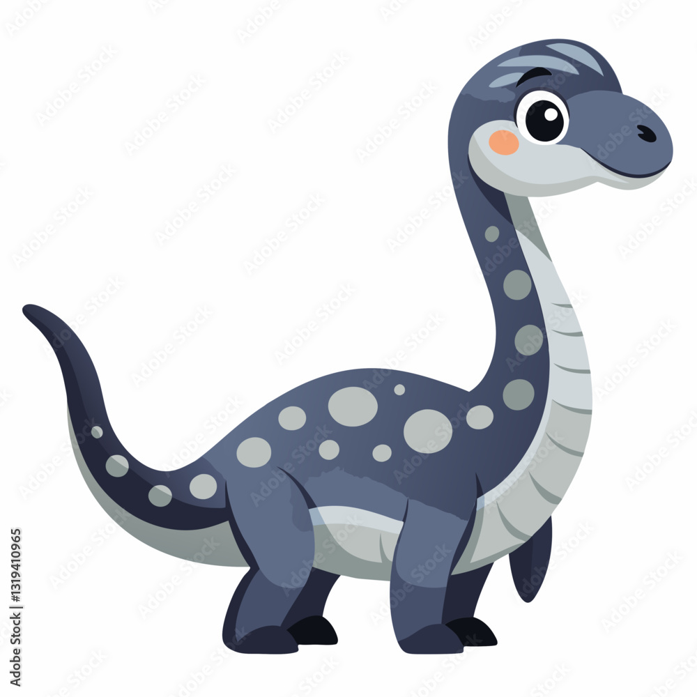 Naklejka premium Cute cartoon dinosaur illustration for kids' educational material.