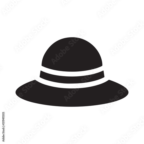 silhouette women's hat icon isolated on white background