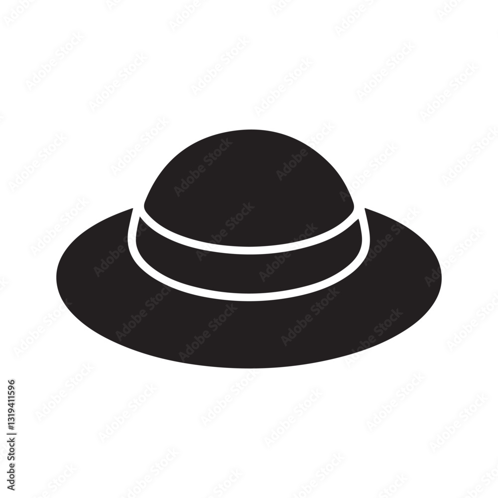 silhouette women's hat icon isolated on white background silhouette women's hat icon isolated on white background