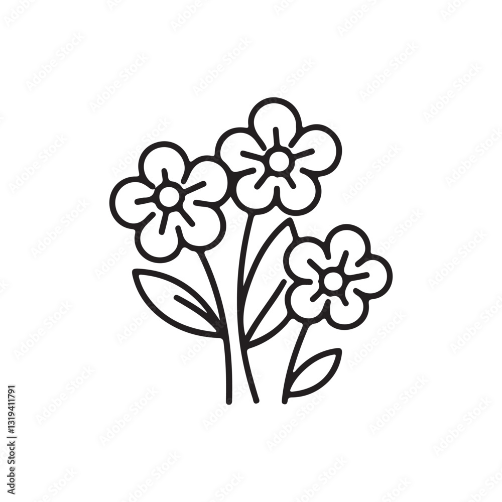 Easter Floral Bouquet Icon – Hand Drawn Spring Flowers, Black and White Line Art, Perfect for Holiday Decoration and Greeting Cards Easter Floral Bouquet Icon – Hand Drawn Spring Flowers, Black and White Line Art, Perfect for Holiday Decoration and Greeting Cards