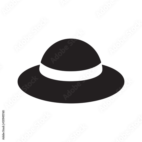 silhouette women's hat icon isolated on white background