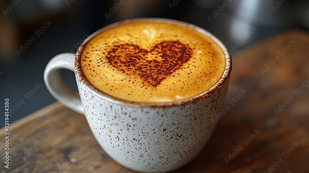 Heart-shaped latte art on a mug Heart-shaped latte art on a mug