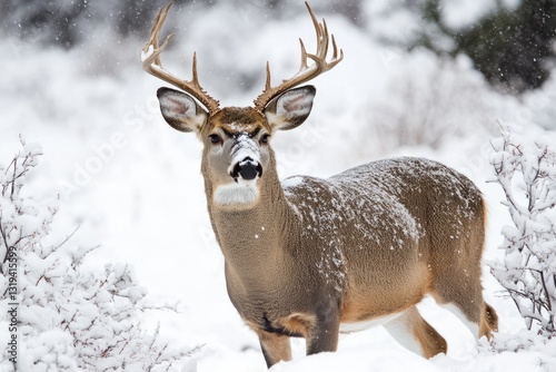 Wallpaper Mural Majestic Mule Deer Buck Amidst Snowy Wilderness in Colorado Torontodigital.ca