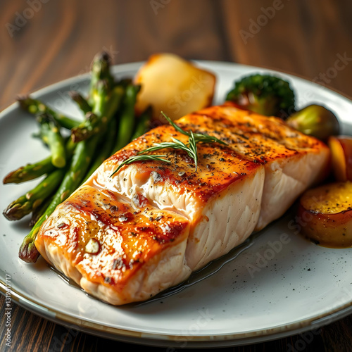 Salmon fillet with asparagus and potatoes