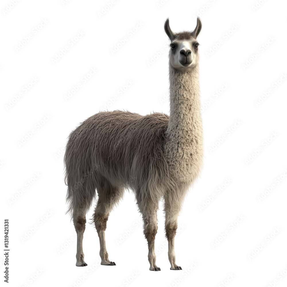 Llama's Proud Stance: A majestic llama stands tall, its expressive eyes and upright posture exuding confidence. The soft fur and clean details bring the scene alive. Llama's Proud Stance: A majestic llama stands tall, its expressive eyes and upright posture exuding confidence. The soft fur and clean details bring the scene alive.