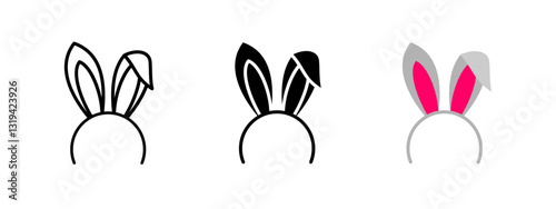 Bunny ears icon. Easter rabbit costume headband vector illustration. Festive accessory symbol for holiday celebrations. Cute and playful decoration concept.