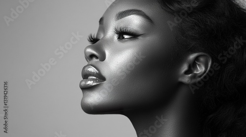 A woman with long hair and a silver face