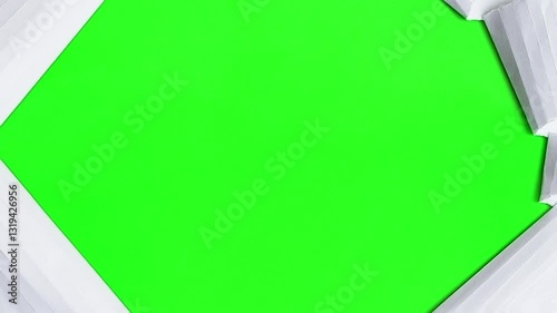 animated of torn paper texture background , 4K transition footage on green screen