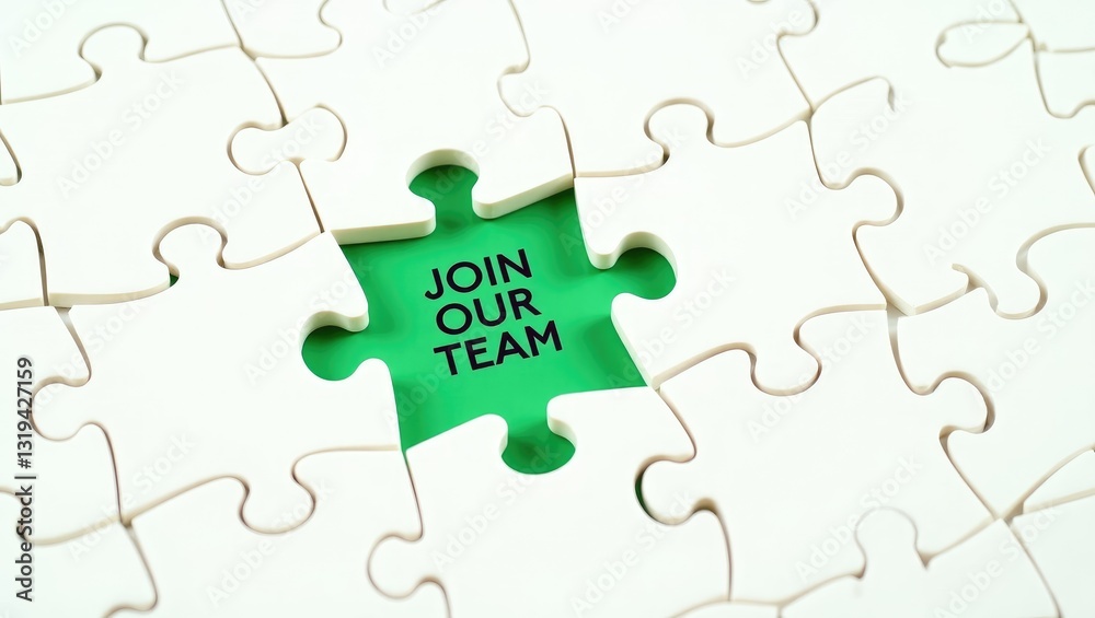 Join our team emblem. White puzzle featuring words. Attractive background. Business idea. Space for text. Join our team emblem. White puzzle featuring words. Attractive background. Business idea. Space for text.