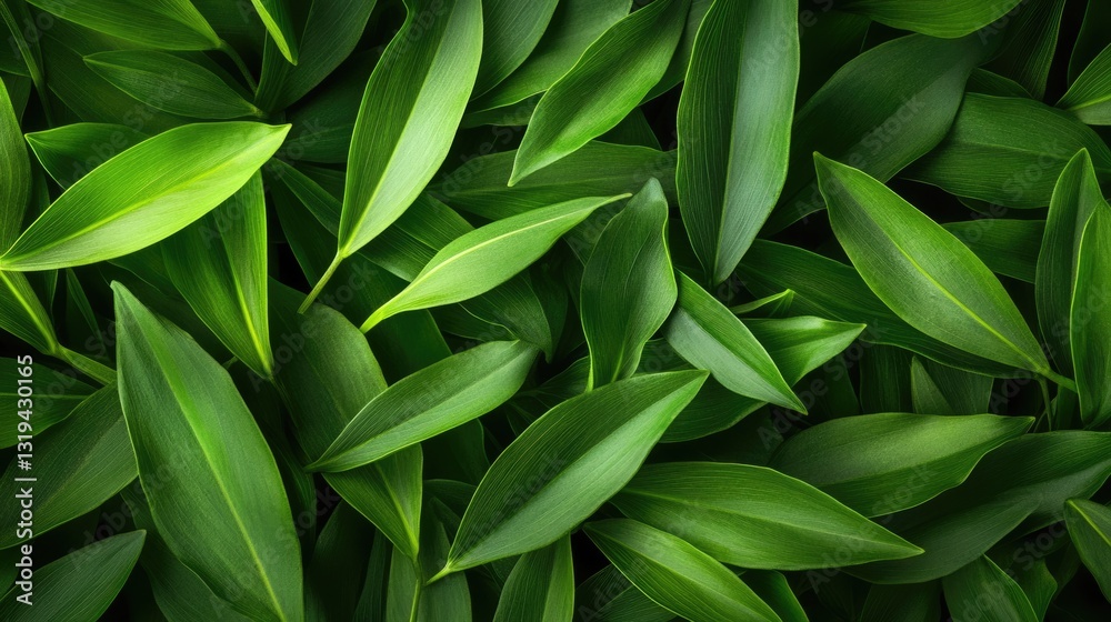 Fototapeta premium Vibrant Close-Up of Fresh Pandan Leaves: A Natural Culinary Ingredient with a Unique Aroma