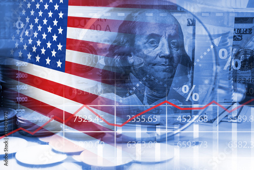 US financial increasing graph , economy crisis , investment analysis concept