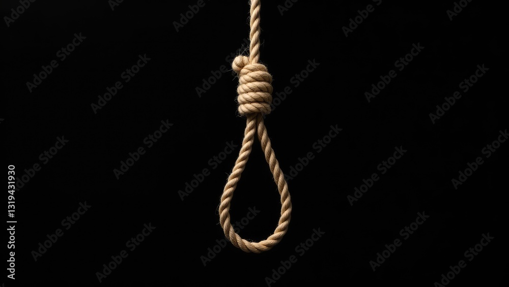 Rope of the hangman suspended in darkness Rope of the hangman suspended in darkness