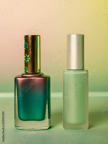 vibrant glossy nail polish bottle with decorative cap and sleek bottle
