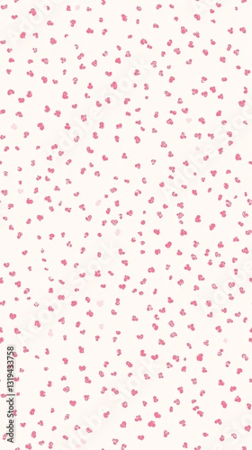 Cute pink and white pattern in pastel colors with small flowers on it, arranged on a white background, creating a charming vintage feel.