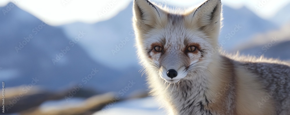 Fototapeta premium A beautiful fox with golden fur looking towards the viewer