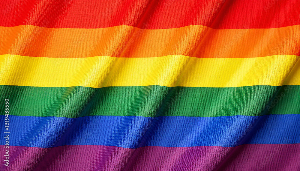 Vibrant Pride Flag, colorful textile, unity and celebration Vibrant Pride Flag, colorful textile, unity and celebration