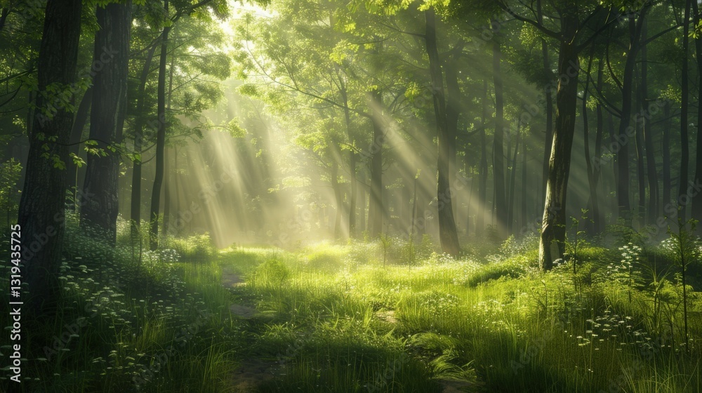 Obraz premium Serene Forest with Sunlight