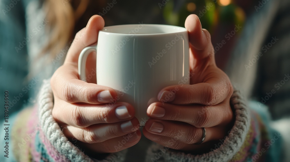 Woman with white cup of milk, warm ambiance, inviting atmosphere, soft colors, casual setting, focus on comfort and simplicity Woman with white cup of milk, warm ambiance, inviting atmosphere, soft colors, casual setting, focus on comfort and simplicity