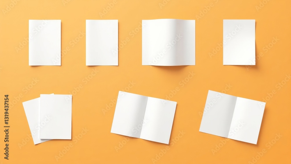 Identity design, corporate templates, company style, collection of blank white folding paper flyers and booklets. Identity design, corporate templates, company style, collection of blank white folding paper flyers and booklets.