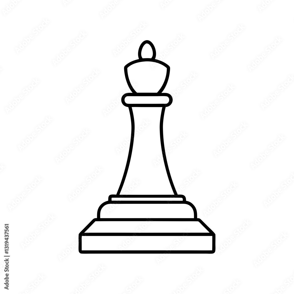 Chess piece in a board line art illustration Chess piece in a board line art illustration